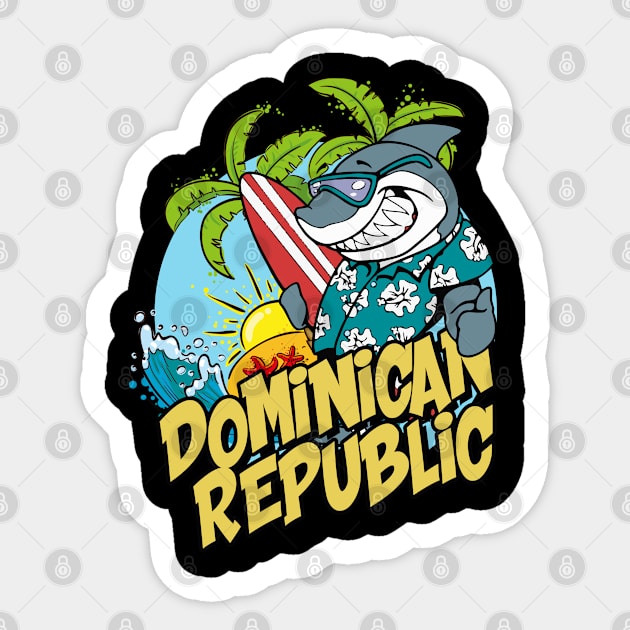 Dominican Republic surfing shark Sticker by SerenityByAlex